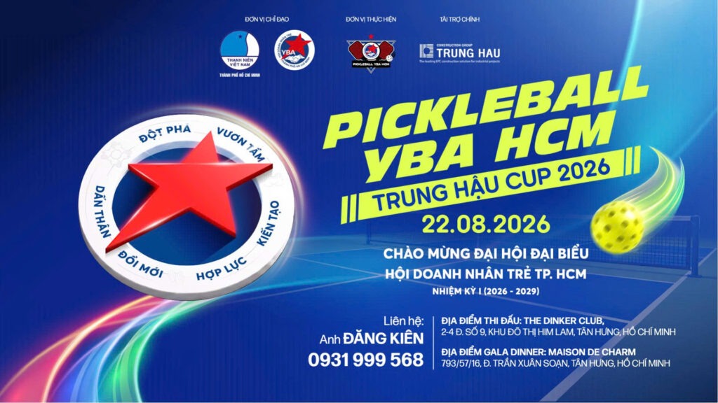 Giải Pickleball YBA HCM 2026 – Trung Hậu Cup: Sôi động tranh tài, kết nối cộng đồng doanh nhân trẻ